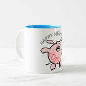 Funny 5 Cartoon Illustration Pig Jahr 2019 Tasse (Vorderseite Links)