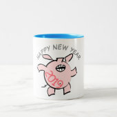 Funny 5 Cartoon Illustration Pig Jahr 2019 Tasse (Mittel)