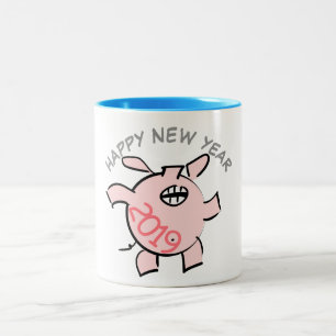 Funny 5 Cartoon Illustration Pig Jahr 2019 Tasse
