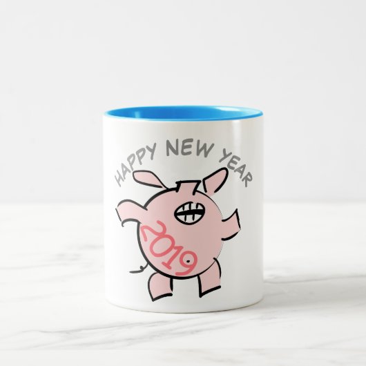 Funny 5 Cartoon Illustration Pig Jahr 2019 Tasse (Mittel)