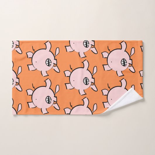 Funny 5 Cartoon Illustration Pig Wählen Sie Farbe Badhandtuch Set (Handtuch)