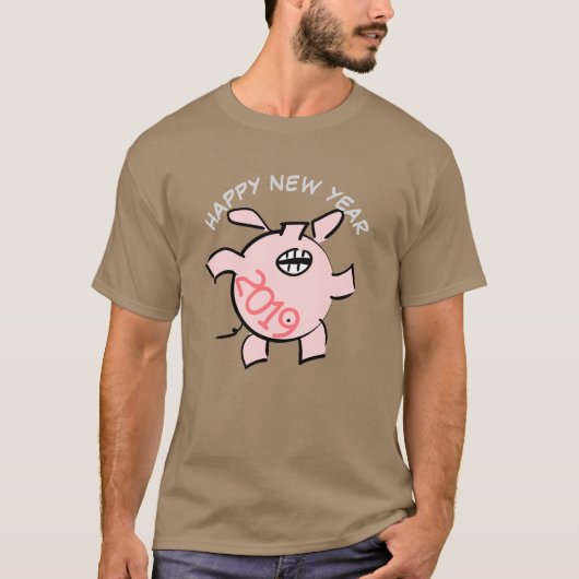 Funny 5 Cartoon Illustration Pig Year 2019 Man T T-Shirt (Vorderseite)