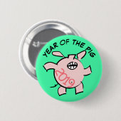 Funny 5 Cartoon Pig Jahr 2019 Schaltfläche Auswähl Button (Vorne & Hinten)