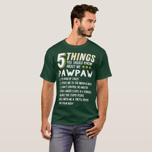 Funny 5 Dinge Großvater Pawpaw Crazy Geschenk Idee T-Shirt (Vorne ganz)