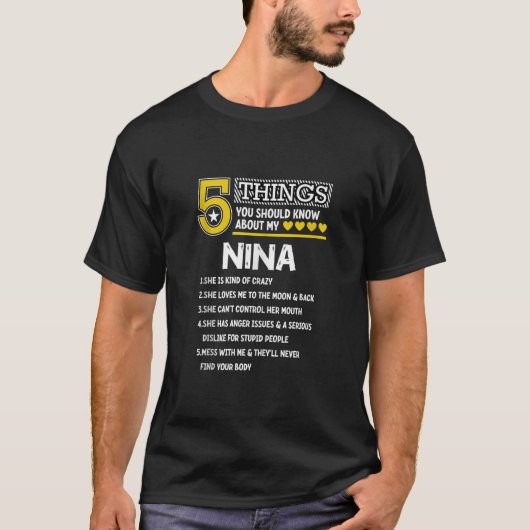 Funny 5 Dinge Nina Coole Familie Matching Party Ta T-Shirt (Vorderseite)