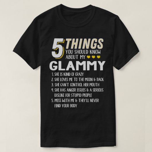 Funny 5 Dinge Oma Glammy Geschenk Idee T-Shirt (Design vorne)