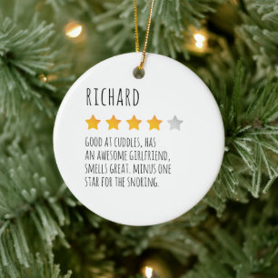 Funny 5 Star Review Individuelle Name für Boyfrien Keramik Ornament