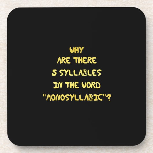 Funny 5 Syllable Spelling Joke Getränkeuntersetzer (Vorderseite)