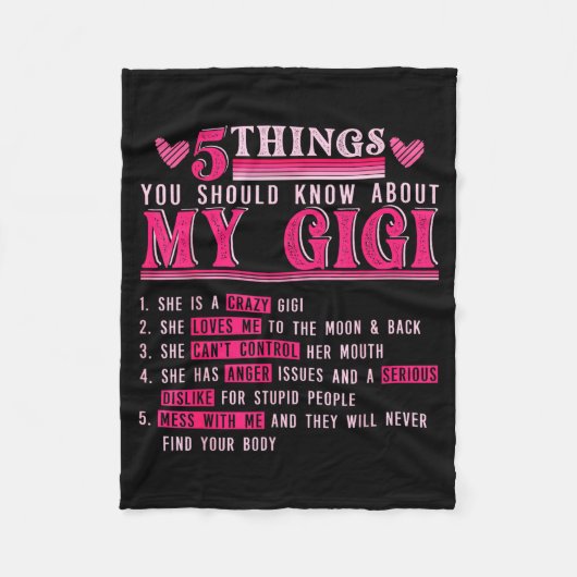 Funny 5 things should know about gigi mother's day fleecedecke (Vorderseite)