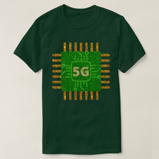 Funny 5G Chip Eingelegter Glitzer T-Shirt (Design vorne)