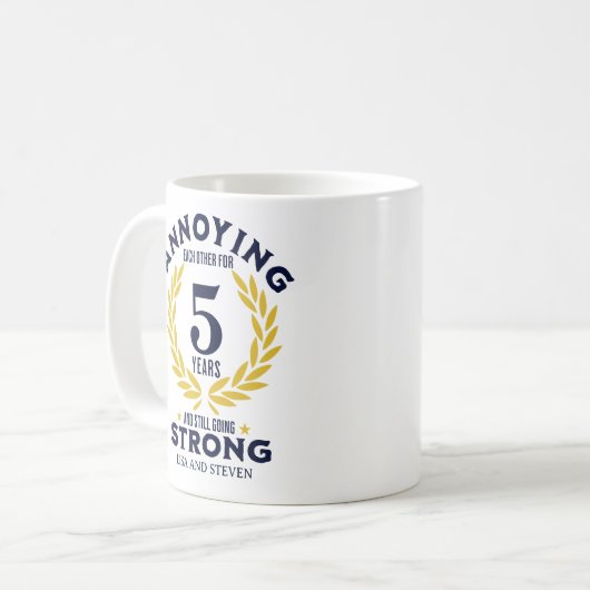 Funny 5th Anniversary for couples Kaffeetasse (Vorderseite Links)