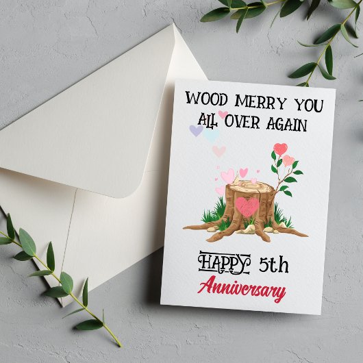 Funny 5th Wood Anniversary Card with Custom Photo Einladung