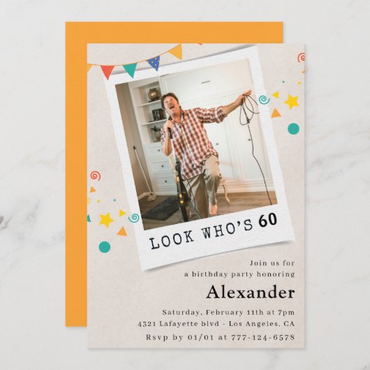 Funny 60. Geburtstag Einladungen Männer Spaß Foto (Vorne/Hinten)
