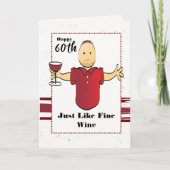 Funny 60. Geburtstag Männlicher Cartoon Roter Wein Karte (Vorderseite)