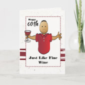 Funny 60. Geburtstag Männlicher Cartoon Roter Wein Karte (Vorderseite)