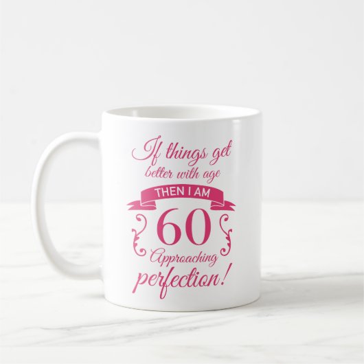 Funny 60. Geburtstag 'Perfection' Kaffeetasse (Links)