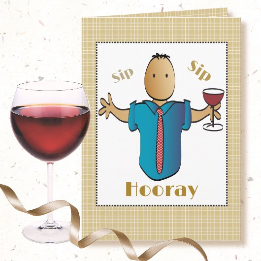 Funny 60 th Red wine Cartoon Ethnic Birthday Karte