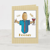 Funny 60 th Red wine Cartoon Ethnic Birthday Karte (Vorderseite)