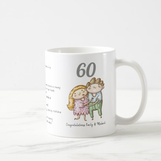 FUNNY 60 th Wedding Jubiläum Diamond individuell a Kaffeetasse (Rechts)
