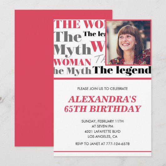 Funny 65. Geburtstag Einladung Foto Myth Legend (Vorne/Hinten)