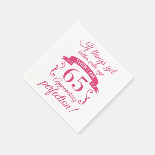 Funny 65. Geburtstag 'Perfection' Serviette (Ecke)