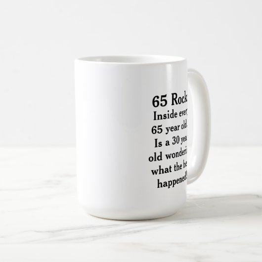 Funny “65 Rocks” Birthday Kaffeetasse (VorderseiteRechts)