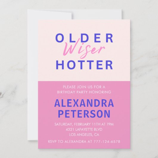 Funny 66. Geburtstag Einladungen Older Wiser (Vorderseite)