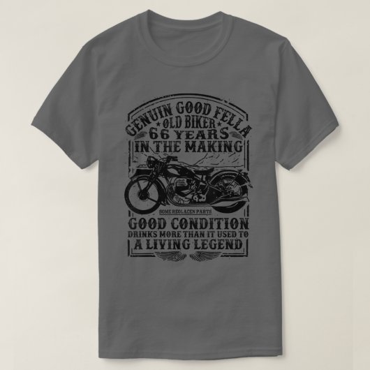 Funny 66 Jahre alt Biker Retro Stil Klassik Motor T-Shirt (Design vorne)