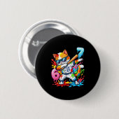 Funny 67 Baseball Dabbing Cat 6 7 Dripng Ice Cream Button (Vorne & Hinten)