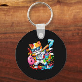 Funny 67 Baseball Dabbing Cat 6 7 Dripng Ice Cream Schlüsselanhänger (Vorderseite)