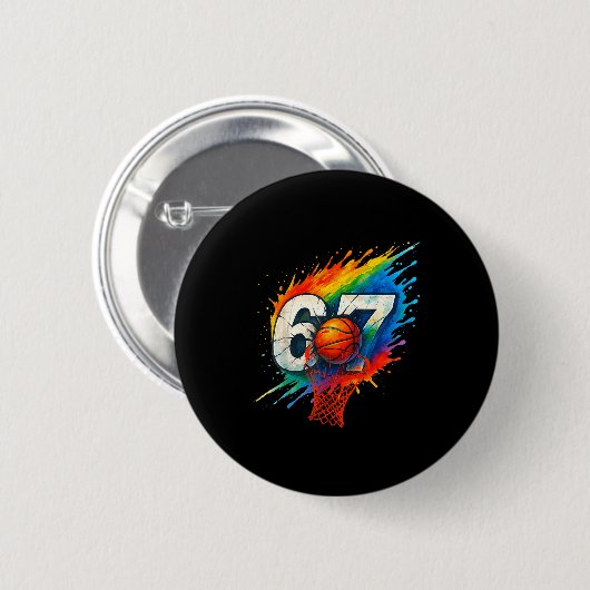 Funny 67 Basketball Six Seven 6 7 Meme 67 Button (Vorne & Hinten)