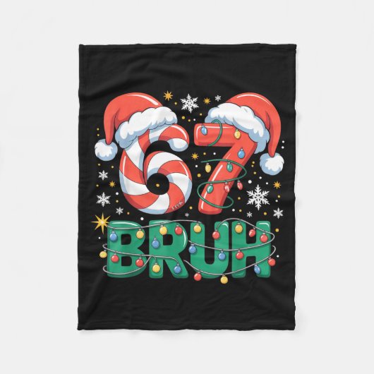 Funny 67 Bruh Christmas Design Meme Lights Candy C Fleecedecke (Vorderseite)