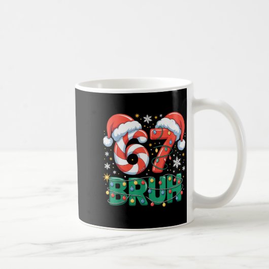 Funny 67 Bruh Christmas Design Meme Lights Candy C Kaffeetasse (Rechts)