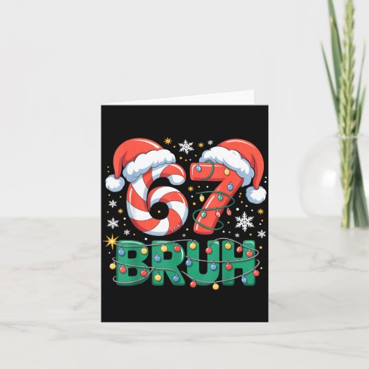 Funny 67 Bruh Christmas Design Meme Lights Candy C Karte (Vorderseite)