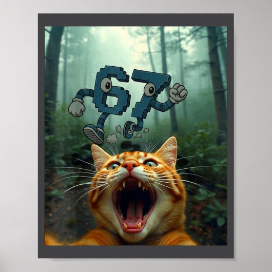 Funny 67 Cat Selfie 6 7 Brainrot Teen Boys Meme Ha Poster (Vorne)
