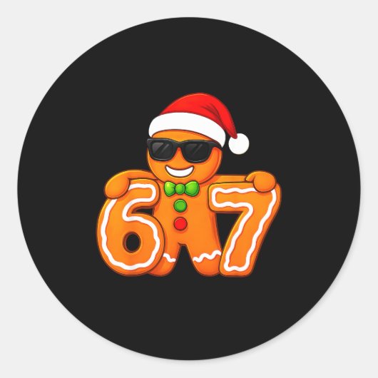 Funny 67 Christmas 6 7 Gingerbread Six Seven For K Runder Aufkleber (Vorderseite)