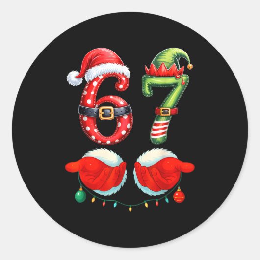 Funny 67 Christmas 6 7 Meme Pajamas Holiday Gen Al Runder Aufkleber (Vorderseite)