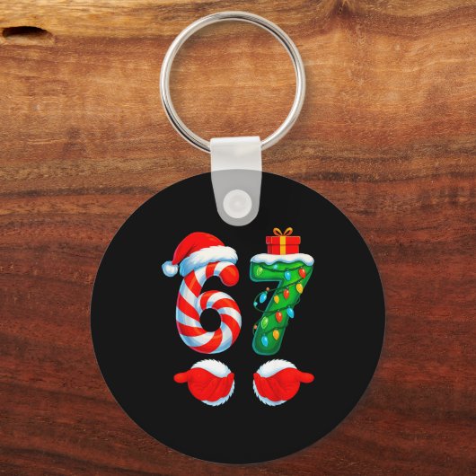 Funny 67 Christmas 6 7 Six Seven Meme Kids Men Boy Schlüsselanhänger (Vorderseite)