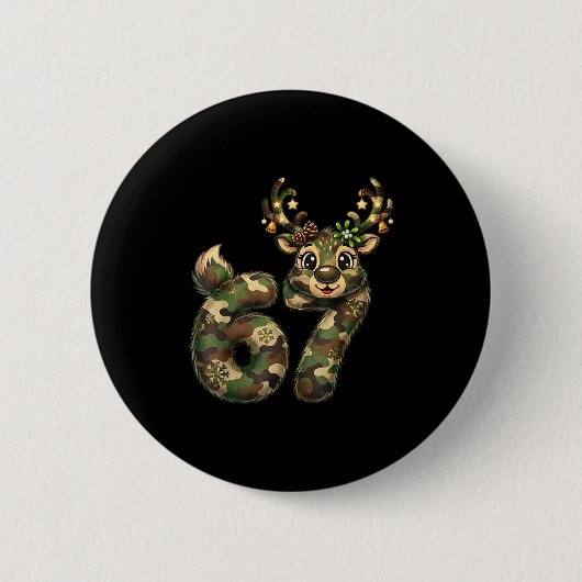 Funny 67 Christmas Holiday Camo Hunting Reindeer D Button (Vorderseite)