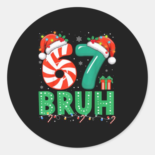 Funny 67 Christmas Pajama Xmas Six Seven Meme 6-7  Runder Aufkleber (Vorderseite)