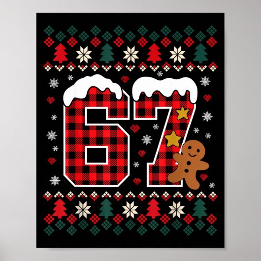 Funny 67 Christmas Pajamas Shirt Six Seven Meme Br Poster (Vorne)