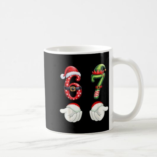 Funny 67 Christmas Pajamas Six Seven Meme 6 7 Elf Kaffeetasse (Rechts)