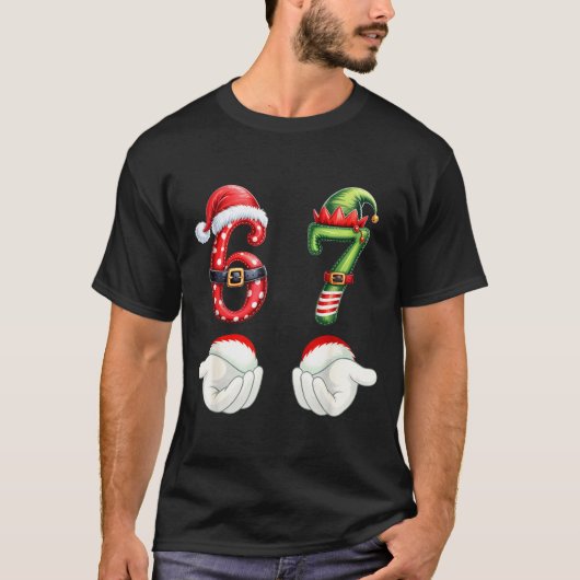 Funny 67 Christmas Pajamas Six Seven Meme 6 7 Elf T-Shirt (Vorderseite)