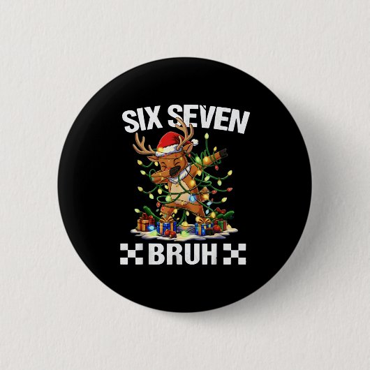 Funny 67 Christmas Six Seven Meme Dabbing Reindeer Button (Vorderseite)