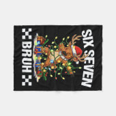 Funny 67 Christmas Six Seven Meme Dabbing Reindeer Fleecedecke (Vorderseite (Horizontal))