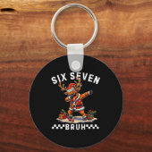 Funny 67 Christmas Six Seven Meme Dabbing Reindeer Schlüsselanhänger (Vorderseite)