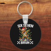 Funny 67 Christmas Six Seven Meme Dabbing Reindeer Schlüsselanhänger (Vorderseite)