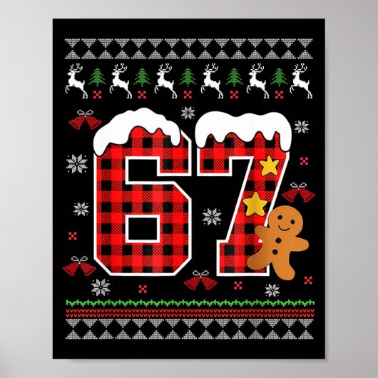 Funny 67 Christmas Ugly Pajamas Six Seven Meme Bra Poster (Vorne)