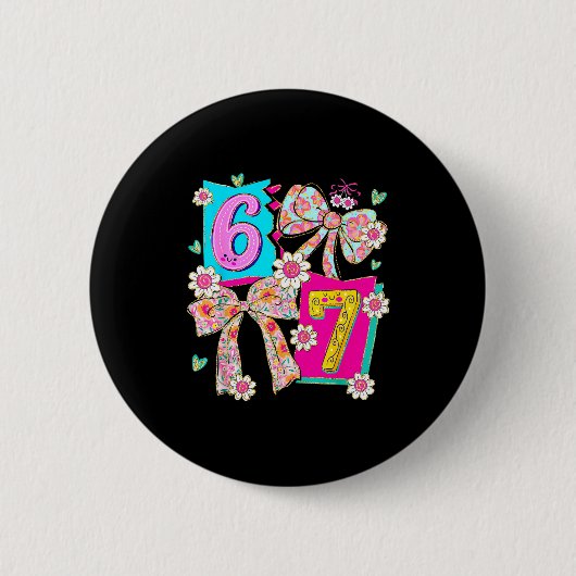 Funny 67 Coquette Bow Design For Girly Aesthetic L Button (Vorderseite)