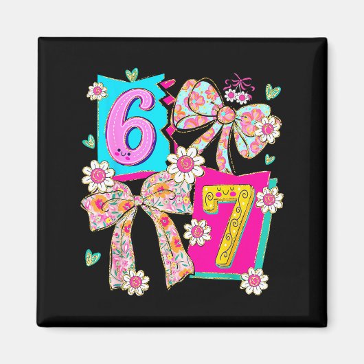 Funny 67 Coquette Bow Design For Girly Aesthetic L Magnet (Vorne)